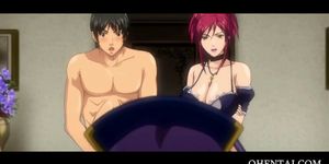 Curvy Anime maid watching couple fucking