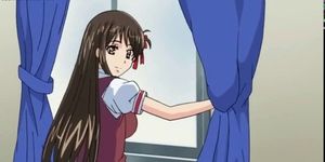 Brunette anime gets big tits rubbed
