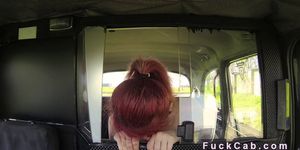 Redhead flash ass for fake taxi discount