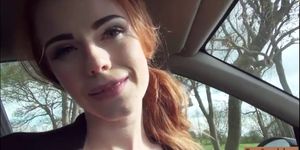Redhead teen Ella Hughes hitchhikes and banged in publi