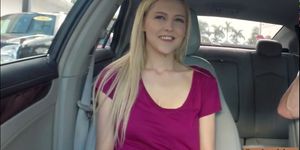 Big natural tits teen nailed in the car for a free ride