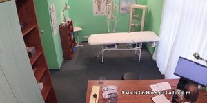 Natural busty patient bangs doctor in office
