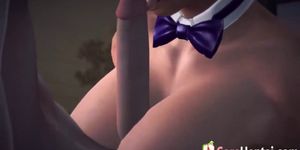 Cute hentai pink bunny blowjob and passionate sex