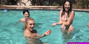 Stunning bikini babes got fucked in a pool party