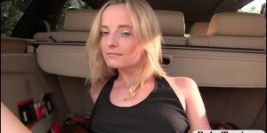 Slutty amateur blonde passenger fucked by fake driver