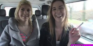 Sexy college teens enjoy hot fuck on a road trip