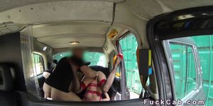 Lesbians amateurs anal banged in fake taxi