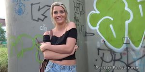 Huge tits Brit student bangs in public