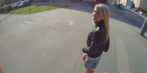 Teen pickedup and facialized in POV