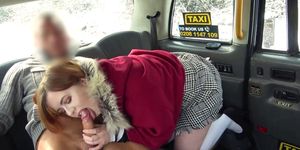 Chubby redhead fucks in fake taxi