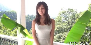 Wet blowjob from busty japanese