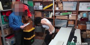 Brunette with fro gets fucked inside office after shopl