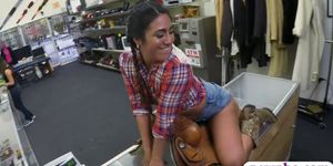 Country girl gets asshole boned by horny pawnshop owner