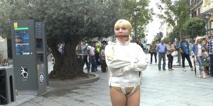 Blonde disgraced in public downtown (Mitsuki Sweet)