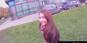 Doggystyled pov eurochick gets on her knees outdoors