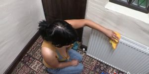 woman  working at home downblouse