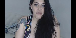 Huge tits brunette flashing on webcam