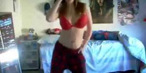 bella redhead dance and strip in her room