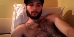 Hairy chest covered in cum