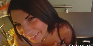 Alluring brunette  perfection zoey banged hard