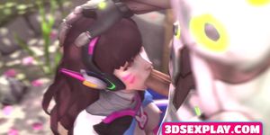 Cartoon Gentle DVa Gets a Big Cock in Her Little Mouth