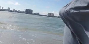 Jerking off on public beach-Big Cum Shot-Hairy Bear