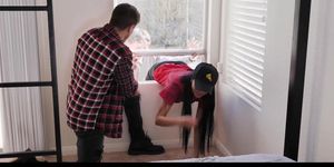 Pizza Delivery Girl Ember Snow Banged by Two Studs