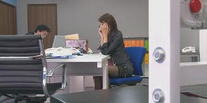Hojo toying her pussy during an office meeting