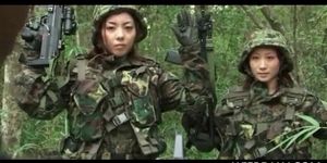 Hot Japanese army girls flashing their sexy parts in th