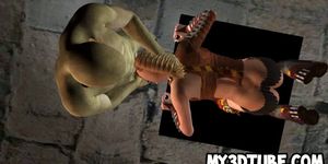 3D blonde sucks cock and gets fucked hard by a goblin