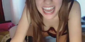 Brunette babe dancing in her lingerie on web cam