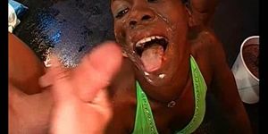 piss and cum on African black babe