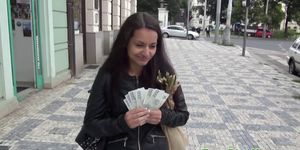 Sexy picked up euro babe cock drooling