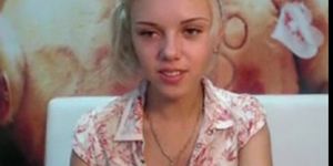 Beautiful Blonde Whore Toys Around on Webcam