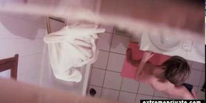 42 years old hairy Emma spied in bathroom