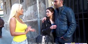Big tit Blondie Fesser exposes her tits in public and g