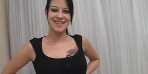 Cute Brunnette Teen With Tattoo Sucking A Cock Dry