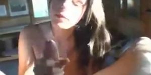 Amateur Brunette Sucking and Titty Fucking with Facial