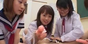 Japanese 4 Schoolgirl Group Strap On With Guy