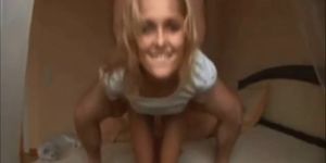 Blonde teen on real homemade
