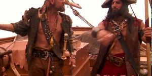 Pirate babe pleasing captains cock with her moist pussy