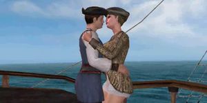 3D cartoon shemale babe fucked on a pirate ship