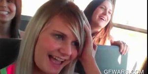 Teen cuties having lesbian sex in the bus