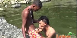 Heated Latinos get wet and go gay under the sun