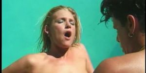 Sexy whore getting pounded in the open