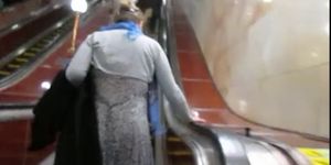 Stockings Upskirt on escalator
