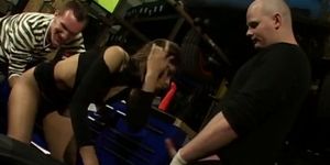 British slut Sahara Knite gets fucked in a garage in bo