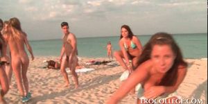 College beach gangbang with naked hot girls