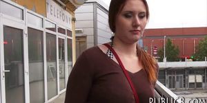 Huge boobs Czech girl fucked in bus stop for some money