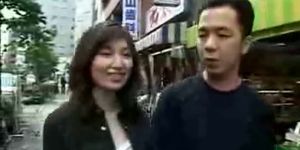 Asian Girl picks up guy and gives him a Blowjob